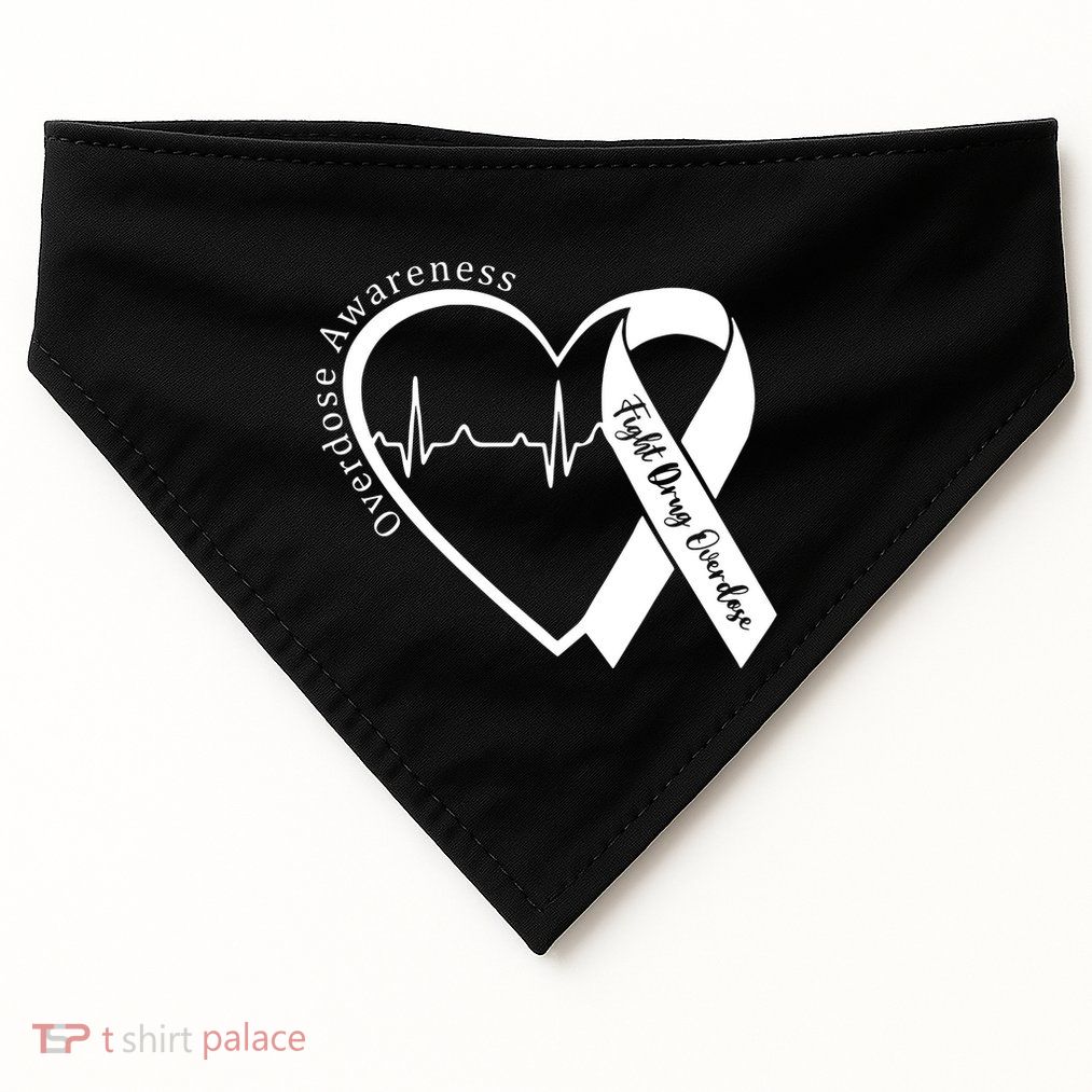 Overdose Awareness Purple Ribbon Drug Addiction Recovery USA-Made Doggie Bandana