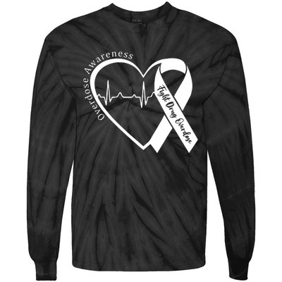 Overdose Awareness Purple Ribbon Drug Addiction Recovery Tie-Dye Long Sleeve Shirt