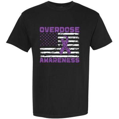 Overdose Awareness Purple Ribbon Drug Addiction Garment-Dyed Heavyweight T-Shirt