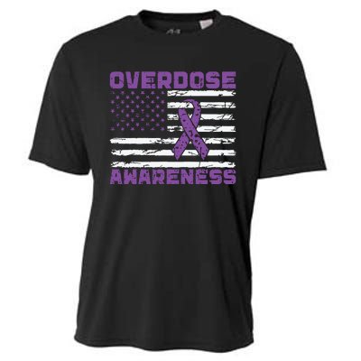 Overdose Awareness Purple Ribbon Drug Addiction Cooling Performance Crew T-Shirt