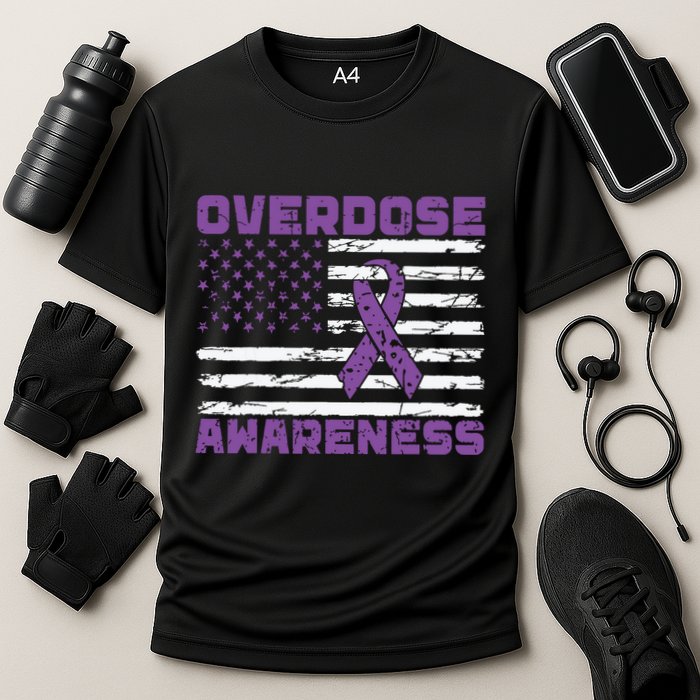 Overdose Awareness Purple Ribbon Drug Addiction Cooling Performance Crew T-Shirt