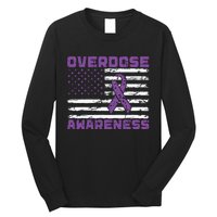 Overdose Awareness Purple Ribbon Drug Addiction Long Sleeve Shirt