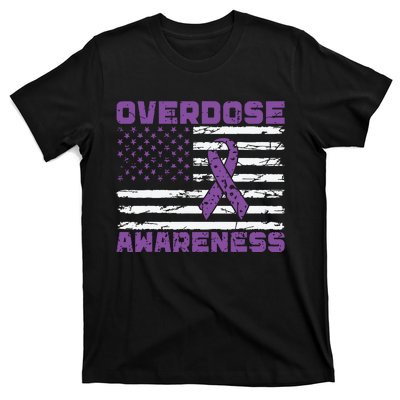 Overdose Awareness Purple Ribbon Drug Addiction T-Shirt