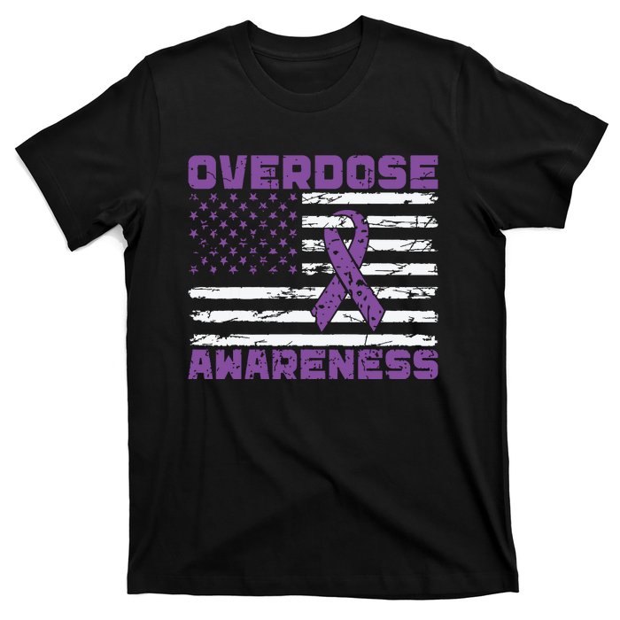 Overdose Awareness Purple Ribbon Drug Addiction T-Shirt