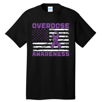 Overdose Awareness Purple Ribbon Drug Addiction Tall T-Shirt