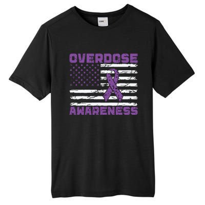 Overdose Awareness Purple Ribbon Drug Addiction Tall Fusion ChromaSoft Performance T-Shirt