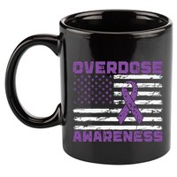 Overdose Awareness Purple Ribbon Drug Addiction 11oz C Handle Ceramic Mug