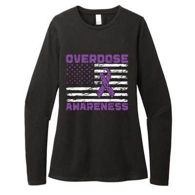 Overdose Awareness Purple Ribbon Drug Addiction Womens CVC Long Sleeve Shirt