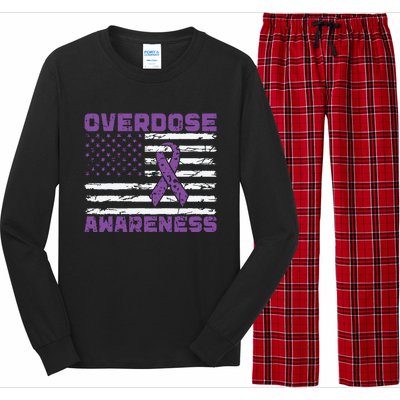 Overdose Awareness Purple Ribbon Drug Addiction Long Sleeve Pajama Set