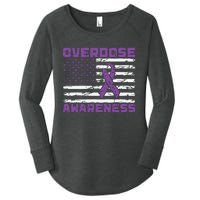 Overdose Awareness Purple Ribbon Drug Addiction Women's Perfect Tri Tunic Long Sleeve Shirt