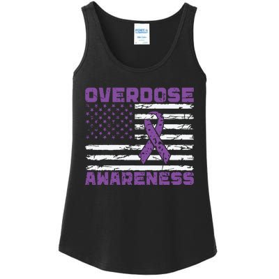 Overdose Awareness Purple Ribbon Drug Addiction Ladies Essential Tank