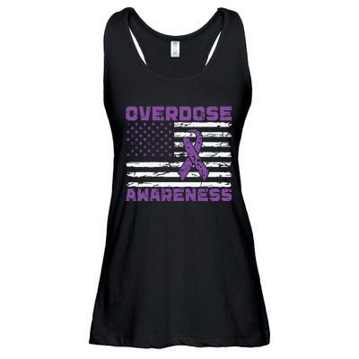 Overdose Awareness Purple Ribbon Drug Addiction Ladies Essential Flowy Tank