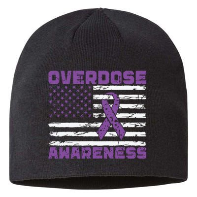 Overdose Awareness Purple Ribbon Drug Addiction Sustainable Beanie