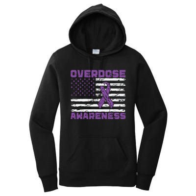 Overdose Awareness Purple Ribbon Drug Addiction Women's Pullover Hoodie