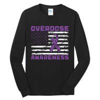 Overdose Awareness Purple Ribbon Drug Addiction Tall Long Sleeve T-Shirt