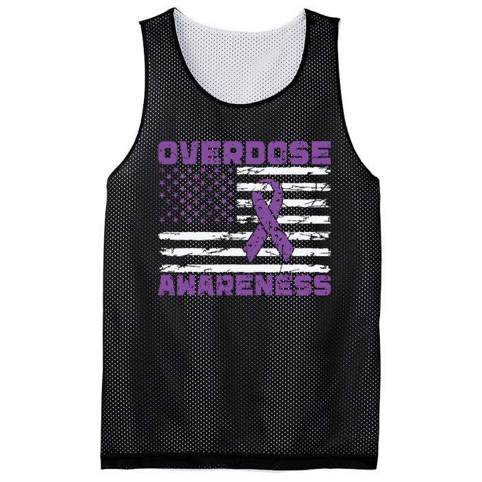 Overdose Awareness Purple Ribbon Drug Addiction Mesh Reversible Basketball Jersey Tank