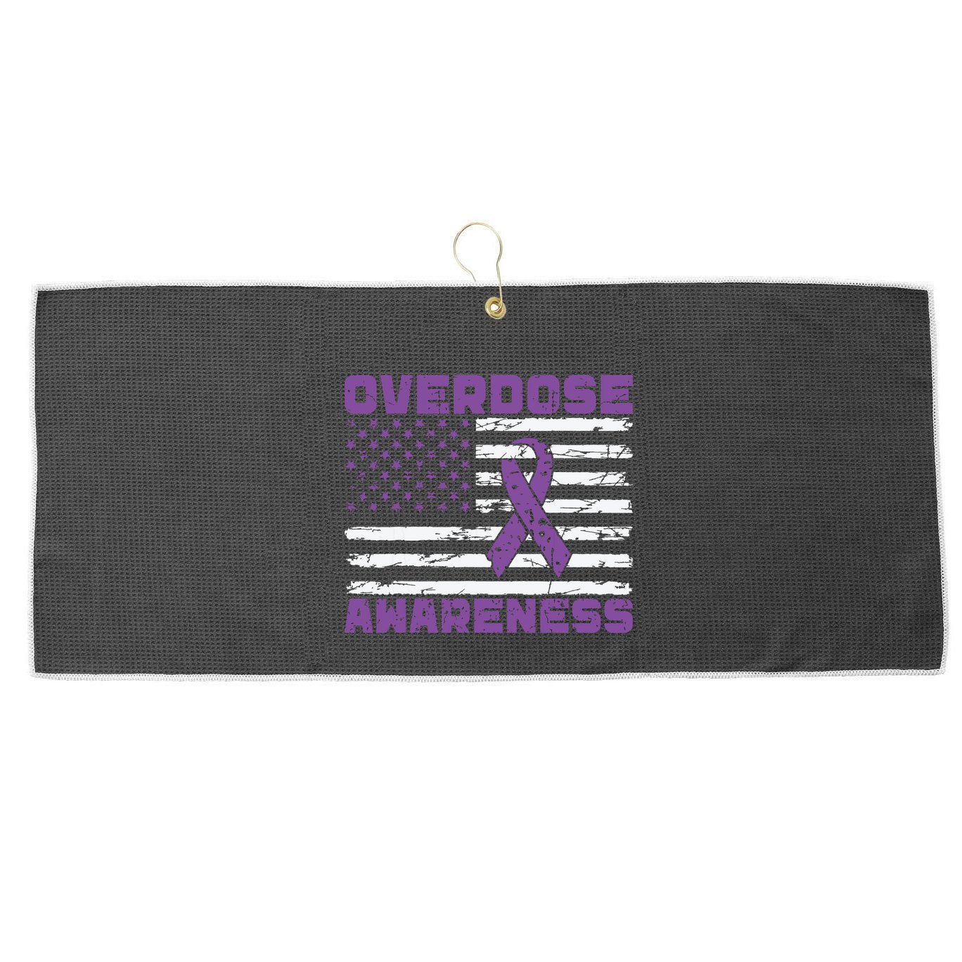 Overdose Awareness Purple Ribbon Drug Addiction Large Microfiber Waffle Golf Towel