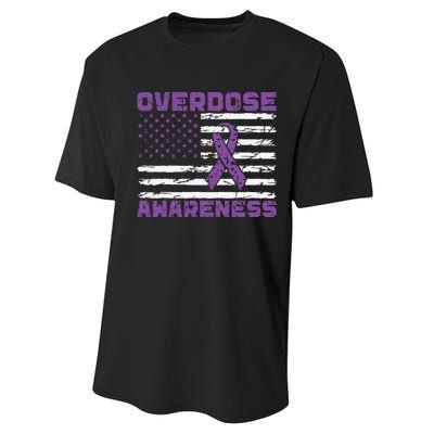 Overdose Awareness Purple Ribbon Drug Addiction Performance Sprint T-Shirt