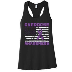 Overdose Awareness Purple Ribbon Drug Addiction Women's Racerback Tank