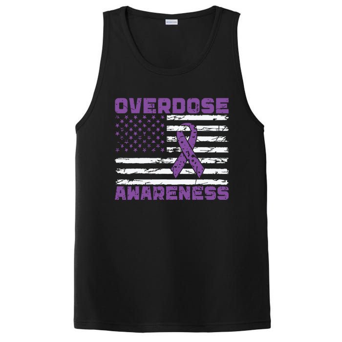 Overdose Awareness Purple Ribbon Drug Addiction PosiCharge Competitor Tank