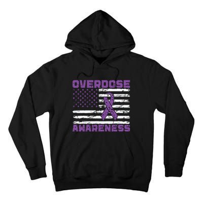 Overdose Awareness Purple Ribbon Drug Addiction Tall Hoodie