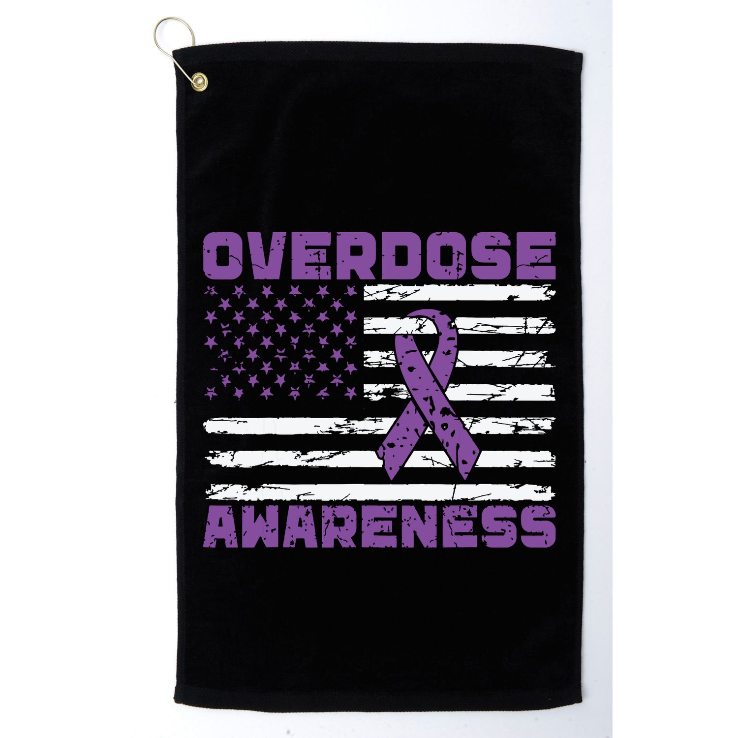 Overdose Awareness Purple Ribbon Drug Addiction Golf Towel
