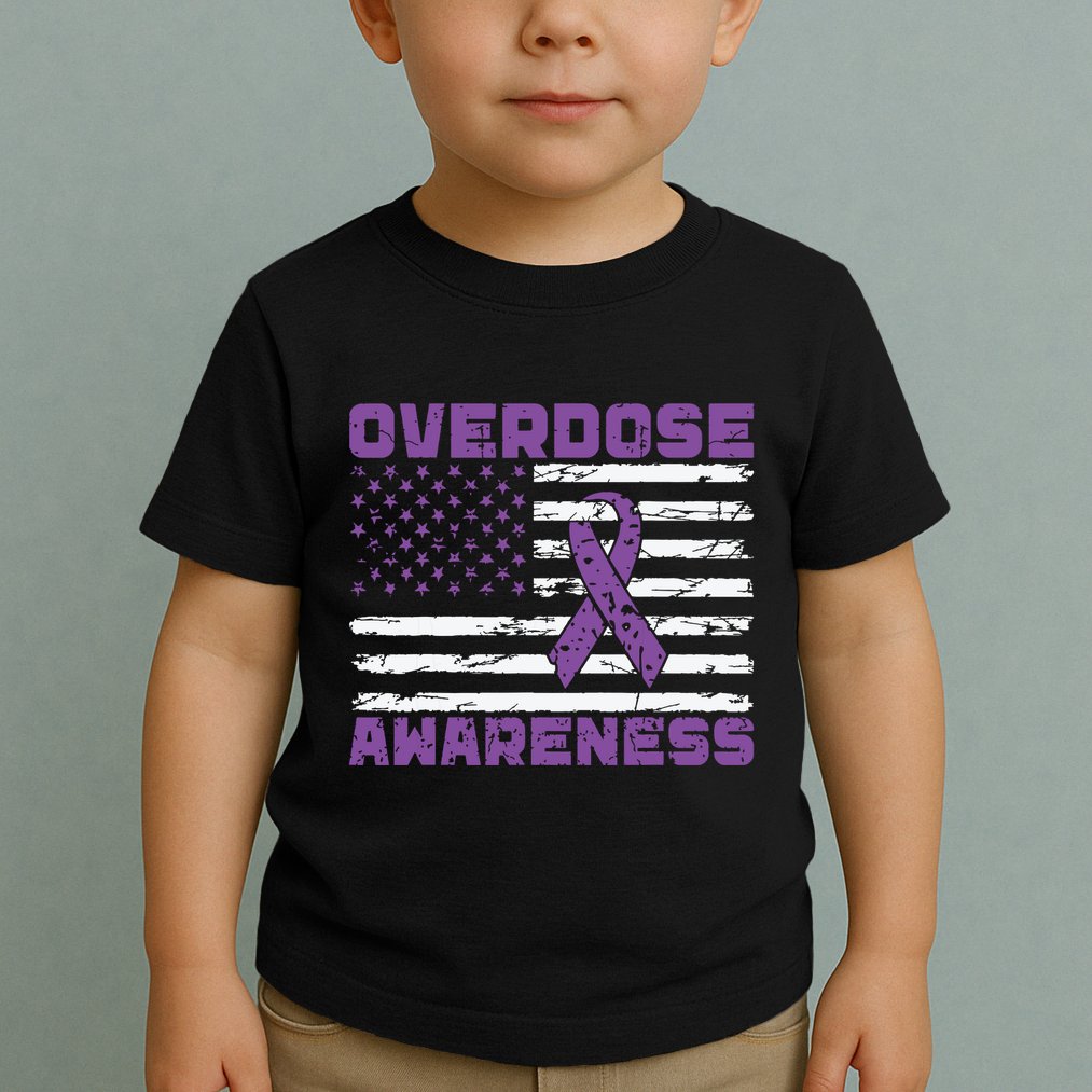 Overdose Awareness Purple Ribbon Drug Addiction Toddler T-Shirt