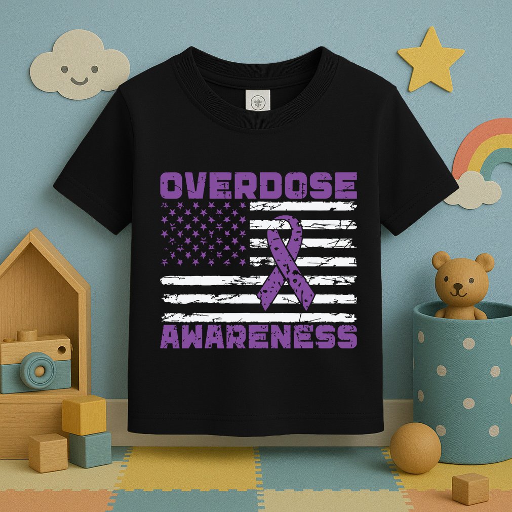 Overdose Awareness Purple Ribbon Drug Addiction Toddler T-Shirt