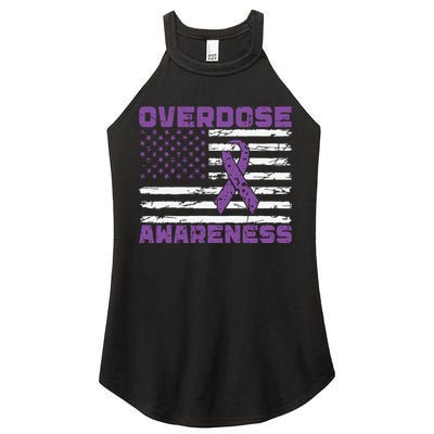 Overdose Awareness Purple Ribbon Drug Addiction Women's Perfect Tri Rocker Tank