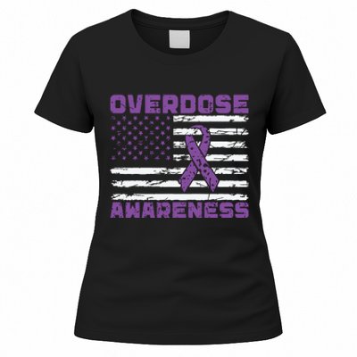 Overdose Awareness Purple Ribbon Drug Addiction Women's T-Shirt