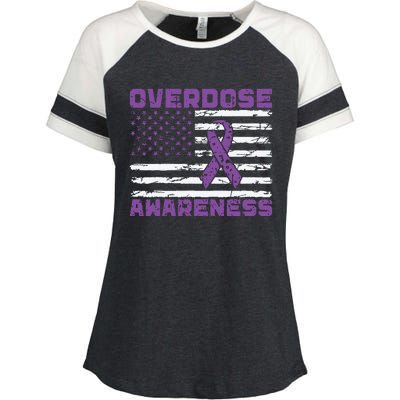 Overdose Awareness Purple Ribbon Drug Addiction Enza Ladies Jersey Colorblock Tee