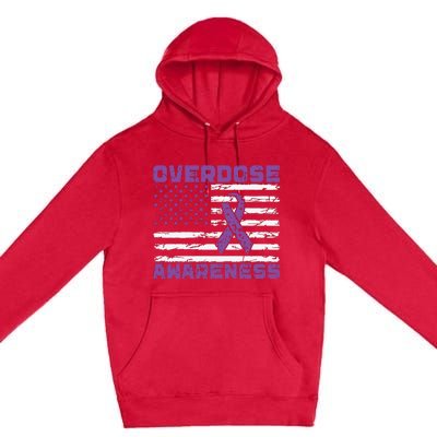 Overdose Awareness Purple Ribbon Drug Addiction Premium Pullover Hoodie