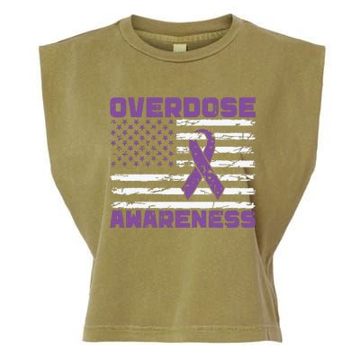 Overdose Awareness Purple Ribbon Drug Addiction Garment-Dyed Women's Muscle Tee