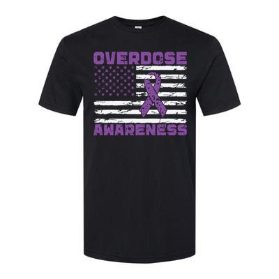 Overdose Awareness Purple Ribbon Drug Addiction Softstyle CVC T-Shirt