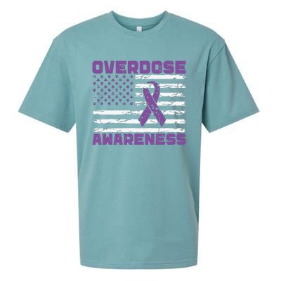 Overdose Awareness Purple Ribbon Drug Addiction Sueded Cloud Jersey T-Shirt