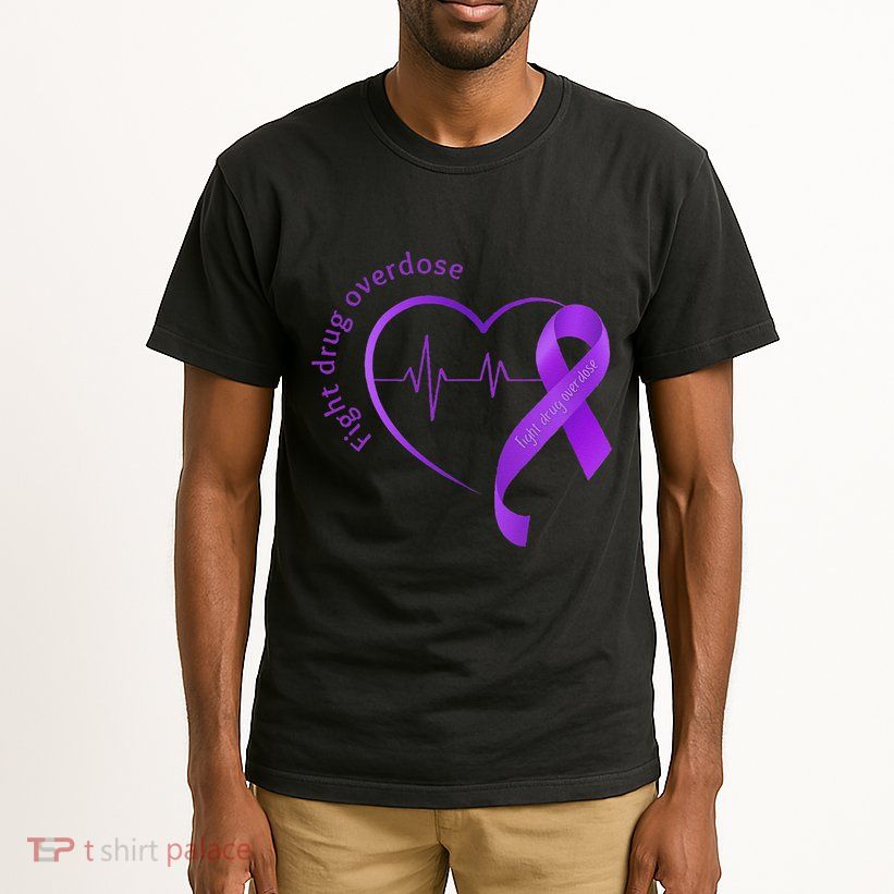 Overdose Awareness Purple Ribbon Drug Addiction Recovery Tall T-Shirt