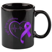 Overdose Awareness Purple Ribbon Drug Addiction Recovery 11oz C Handle Ceramic Mug