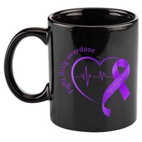 Overdose Awareness Purple Ribbon Drug Addiction Recovery 11oz C Handle Ceramic Mug