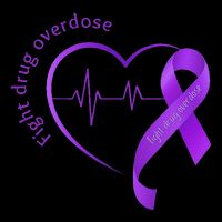 Overdose Awareness Purple Ribbon Drug Addiction Recovery Drawstring Bag