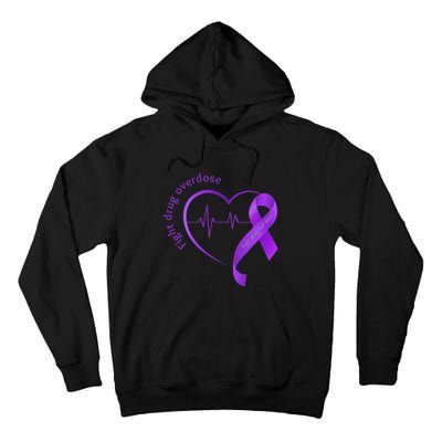 Overdose Awareness Purple Ribbon Drug Addiction Recovery Tall Hoodie