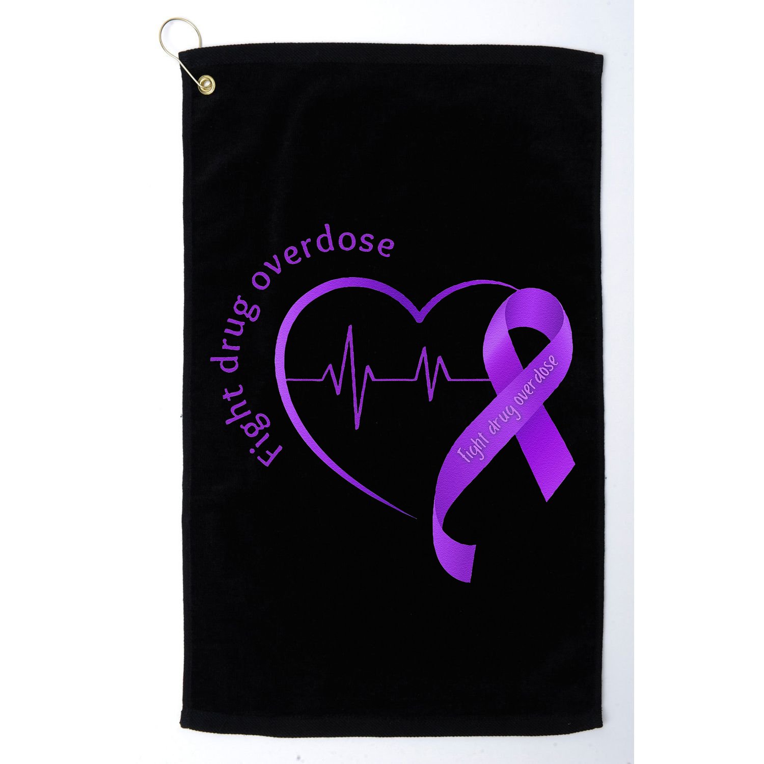 Overdose Awareness Purple Ribbon Drug Addiction Recovery Golf Towel