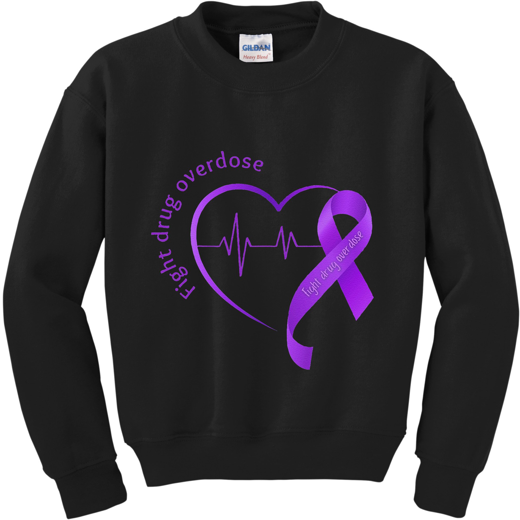 Overdose Awareness Purple Ribbon Drug Addiction Recovery Kids Sweatshirt