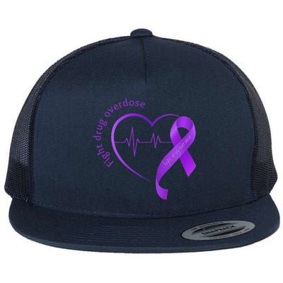 Overdose Awareness Purple Ribbon Drug Addiction Recovery Flat Bill Trucker Hat