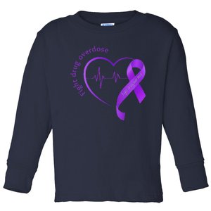 Overdose Awareness Purple Ribbon Drug Addiction Recovery Toddler Long Sleeve Shirt