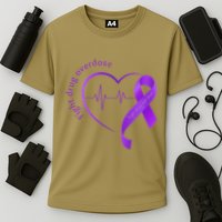 Overdose Awareness Purple Ribbon Drug Addiction Recovery Cooling Performance Crew T-Shirt
