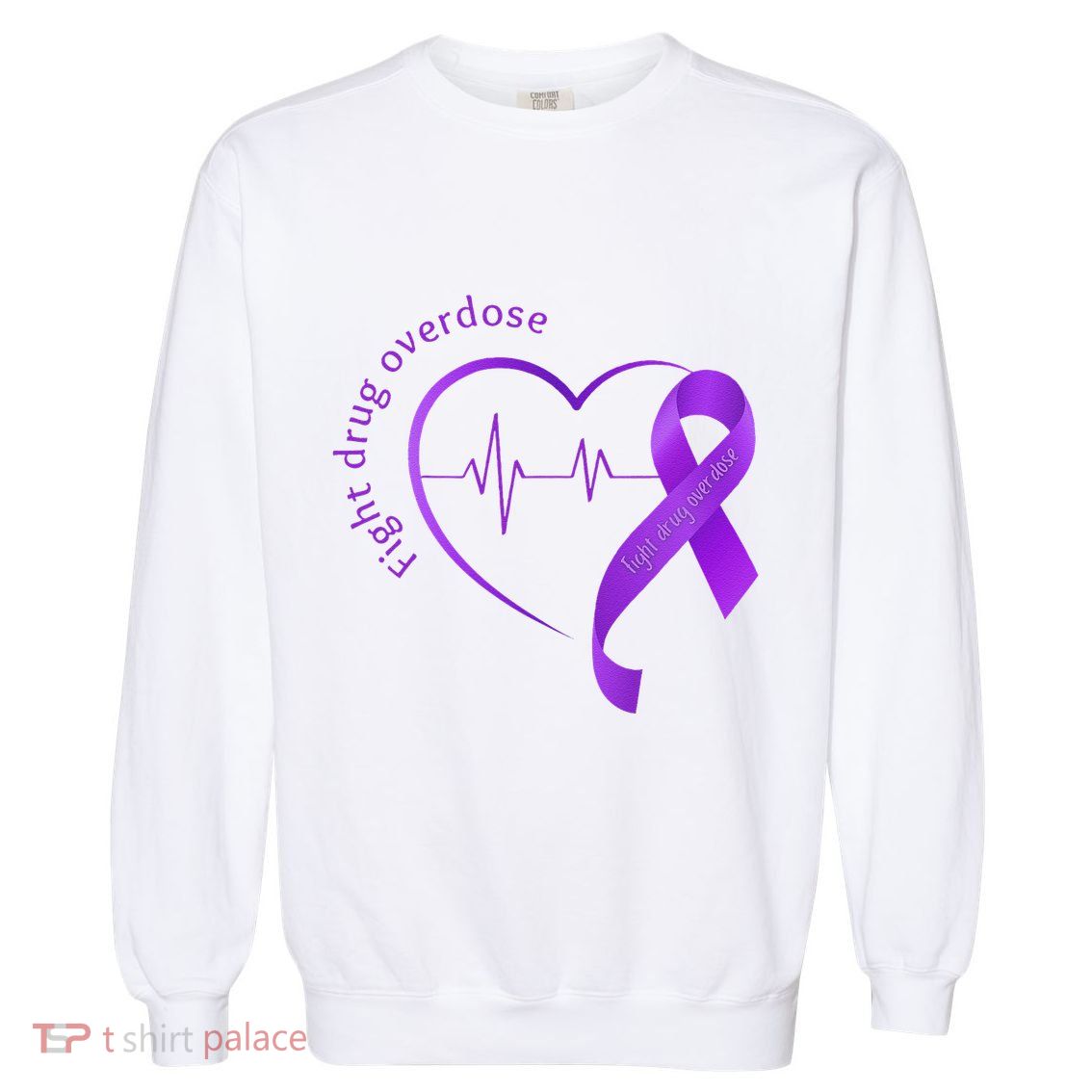 Overdose Awareness Purple Ribbon Drug Addiction Recovery Garment-Dyed Sweatshirt