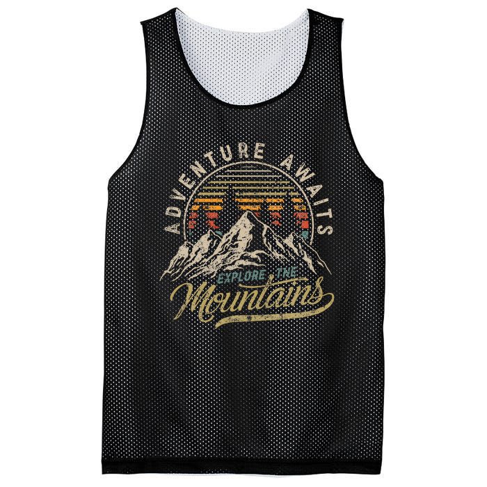 Outdoor Adventure Retro Vintage Camping Hiking Mountain Mesh Reversible Basketball Jersey Tank