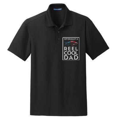 Ofishally A Reel Cool Dad Funny Fathers Day Fishing Pun Dry Zone Grid Polo