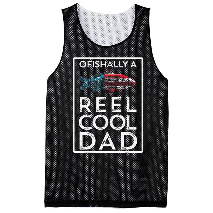 Ofishally A Reel Cool Dad Funny Fathers Day Fishing Pun Mesh Reversible Basketball Jersey Tank