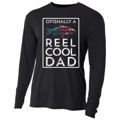 Ofishally A Reel Cool Dad Funny Fathers Day Fishing Pun Cooling Performance Long Sleeve Crew